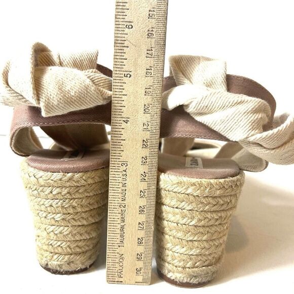 Zara Trafaluc Tan Dusty Rose Espadrille Tie Up Wedges Womens Sz EU 41 US 10-10.5 - Picture 9 of 11